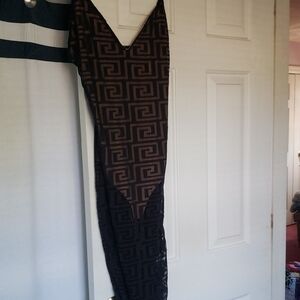 Fashion Nova Black and Brown Versace Vibes Midi Dress